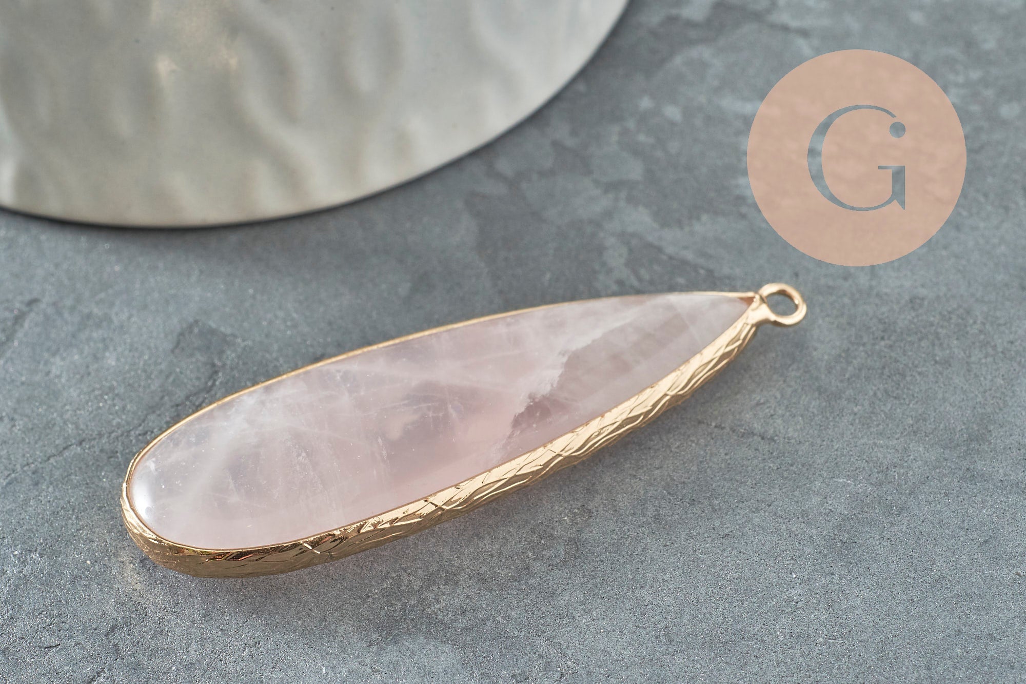 Pendentif goutte pierre howlite jaspe labradorite agate 58mm, x1 (G4032)