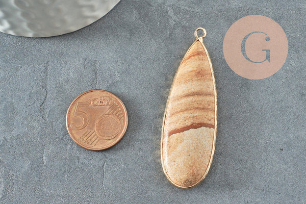 Pendentif goutte pierre howlite jaspe labradorite agate 58mm, x1 (G4032)