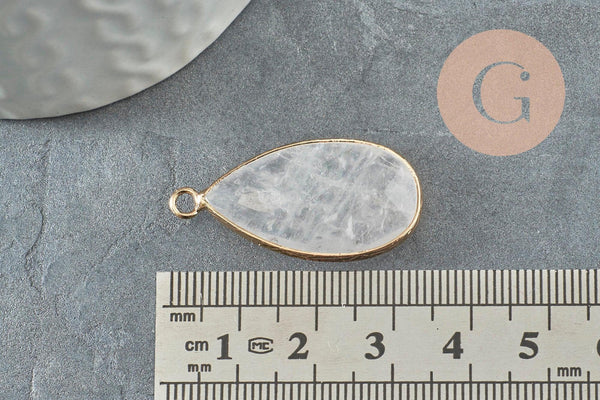 Pendentif goutte quartz ,Pendentif pour bijoux, pendentif pierre, cristal de roche naturel,33mm, x1 G0296