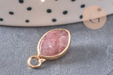 Pendentif goutte quartz fraise facette naturel 17mm, x1 (G5190)