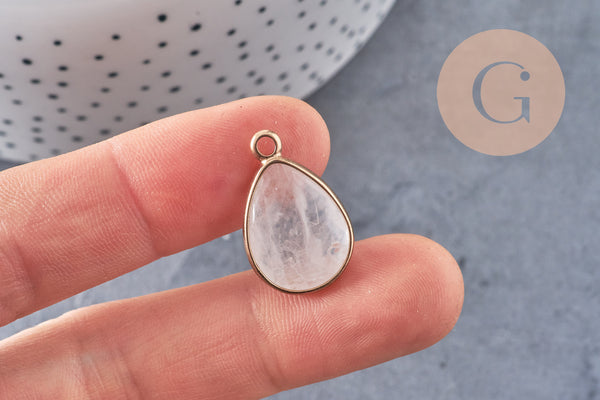 Pendentif goutte quartz, pendentif bijoux, pendentif quartz,pendentif pierre,quartz naturel, cristal de roche,23mm, x1 G0844