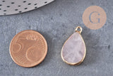 Pendentif goutte quartz rose naturel 22mm (G3107)