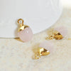Pendentif goutte quartz rose naturel fer doré 14mm ,pendentif bijoux pierre quartz rose naturel, x2 (G0972)