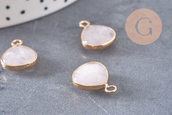 Pendentif goutte quartz rose, pendentif bijoux, pendentif quartz,pendentif pierre,quartz naturel,quartz rose,23mm, x1 G1773