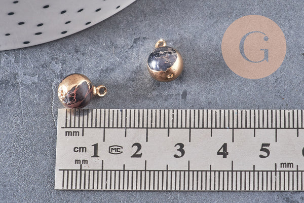 Pendentif goutte régalite noire doré facettes,bijou pierre,pendentif pierre régalite naturelle,12mm, x 2,G3358