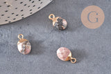 Pendentif goutte rhodonite naturelle fer doré 14mm, x2 (G10276)