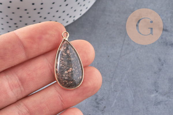 Pendentif goutte rhodonite,pendentif bijoux,pendentif pierre, rhodonite Naturelle,pendentif rhonodite,33mm, x1 G2426