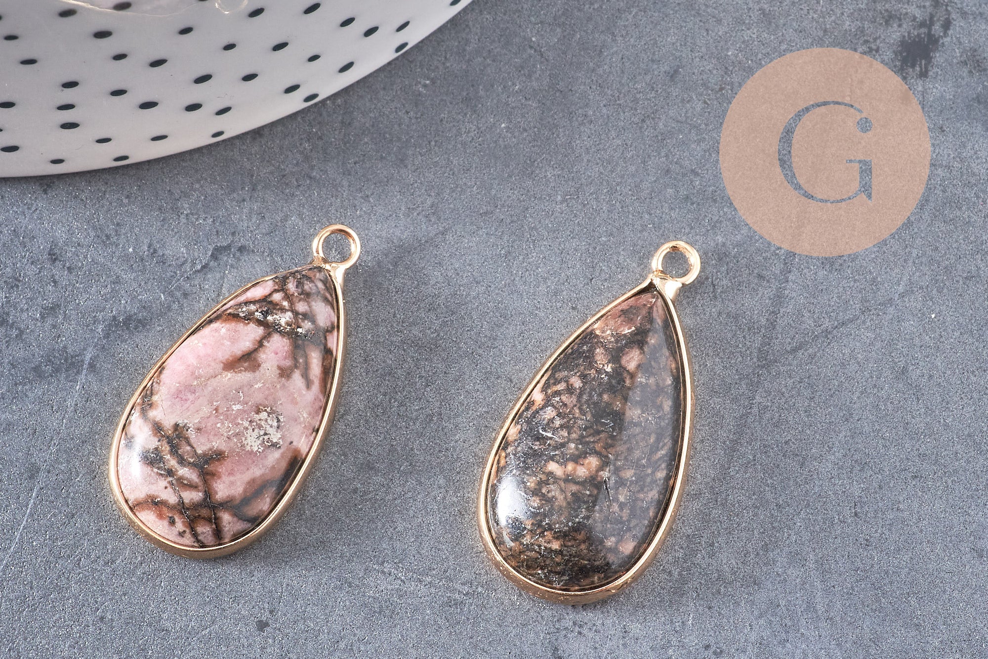 Pendentif goutte rhodonite,pendentif bijoux,pendentif pierre, rhodonite Naturelle,pendentif rhonodite,33mm, x1 G2426