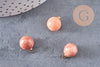 Pendentif goutte rond aventurine rose, support doré, création bijoux pierre naturelle, pendentif pierre naturelle, 14mm, x1 G4568
