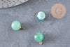 Pendentif goutte rond aventurine verte, support doré, création bijoux pierre naturelle, pendentif pierre naturelle, 14mm, x1, G4564