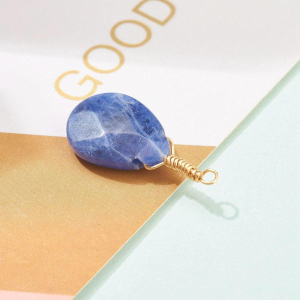 Pendentif goutte sodalite bleue naturelle facettes 25mm,pendentif bijoux, pendentif pierre, x1 (G6242)