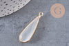 Pendentif goutte verre blanc facettes doré, fournitures créatives, pendentif pierre,verre œil de chat,31mm, x1 G5192