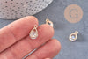 Pendentif goutte zamac doré cristal zircon 13mm, pendentif doré,pendEntif cristal, bijou doré,création bijoux,X4 (G6856)
