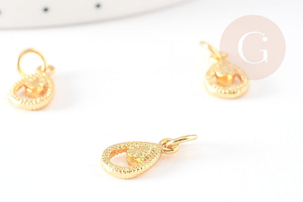 Pendentif goutte zamac doré,fournitures créatives, sans nickel,perle géométrique,10mm, x5 G5459