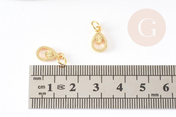 Pendentif goutte zamac doré,fournitures créatives, sans nickel,perle géométrique,10mm, x5 G5459