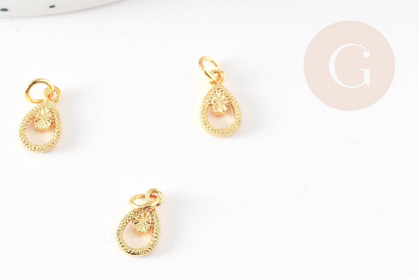 Pendentif goutte zamac doré,fournitures créatives, sans nickel,perle géométrique,10mm, x5 G5459