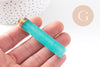 Pendentif grand tube jade bleu doré,pendentif bijoux,pendentif pierre naturelle,66mm, x1 (G4126)