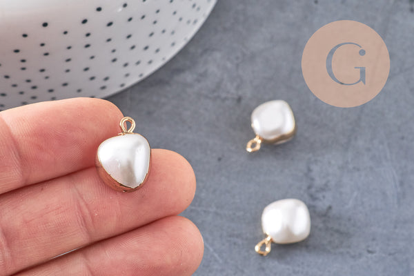 Pendentif grosse perle naturelle Keshi pour création de bijou en perle naturelle blanche et perle eau douce,17-25mm, x1 (G0197)