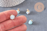 Pendentif hexagone amazonite 11mm,pendentif pierre amazonite naturel pour création bijoux, x 2-G0552