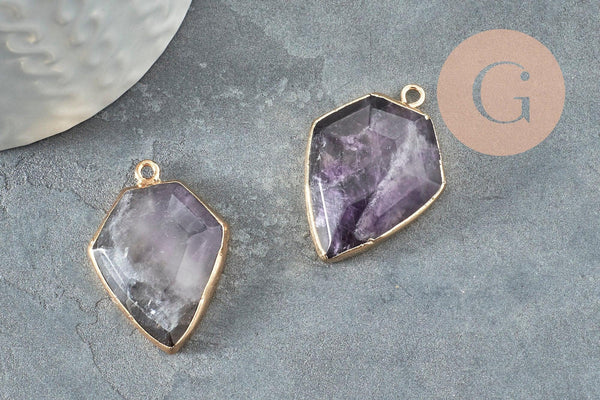 Pendentif hexagone améthyste,Pendentif pierre violet, pierre naturelle,pendentif améthyste, améthyste naturelle,30mm, x1 G1405