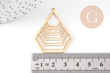 Pendentif hexagone géométrique acier 201 inoxydable doré 40mm, x1 (G5738)