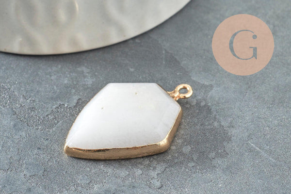 Pendentif hexagone jade blanc,Pendentif bijoux,pierre jade blanc,pierre naturelle,pendentif jade, jade naturel,30mm, x1 G1619