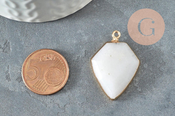 Pendentif hexagone jade blanc,Pendentif bijoux,pierre jade blanc,pierre naturelle,pendentif jade, jade naturel,30mm, x1 G1619