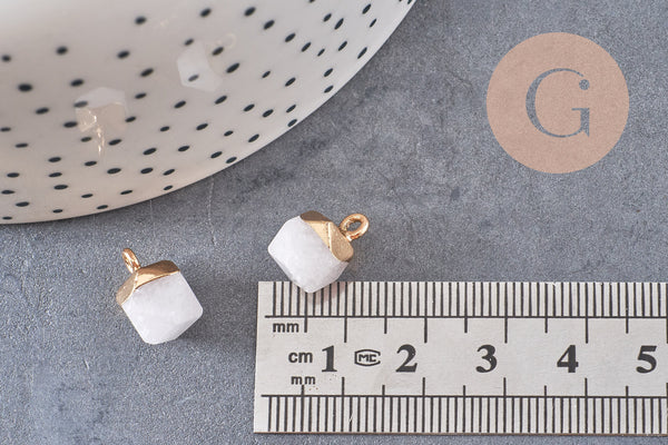 Pendentif hexagone jade blanc,Pendentif pour bijoux, pendentif pierre,pendentif collier,pendentif jade, jade naturel,12mm, x1 G4544