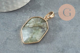 Pendentif hexagone labradorite naturelle 30mm, x1 (G1473)