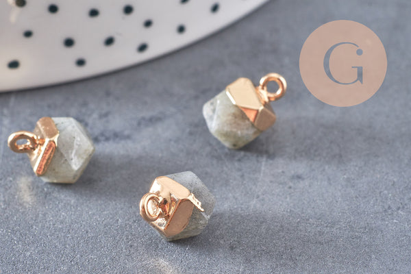 Pendentif hexagone labradorite11mm,pendentif pierre lapis labradorite naturel pour création bijoux x1 G0971