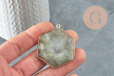 Pendentif hexagone labradorite,pendentif collier,pierre naturelle,pendentif labradorite naturelle,45mm, x1 G2636