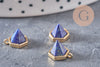 Pendentif hexagone lapis Lazulis,pendentif pierre, lapis naturel,pierre naturelle,9.5mm, x2 (G0860)