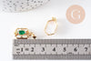 Pendentif hexagone nacre zircon blanc et vert laiton doré 18K 18mm, x1 (G10082)