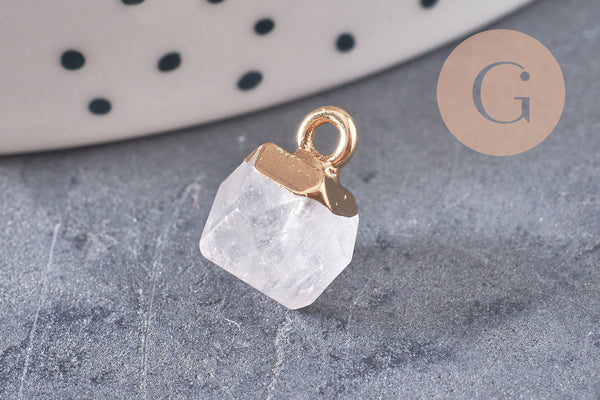 Pendentif hexagone quartz ,pendentif pierre cristal de roche naturel,pendentif quartz ,11mm, x1 G7866
