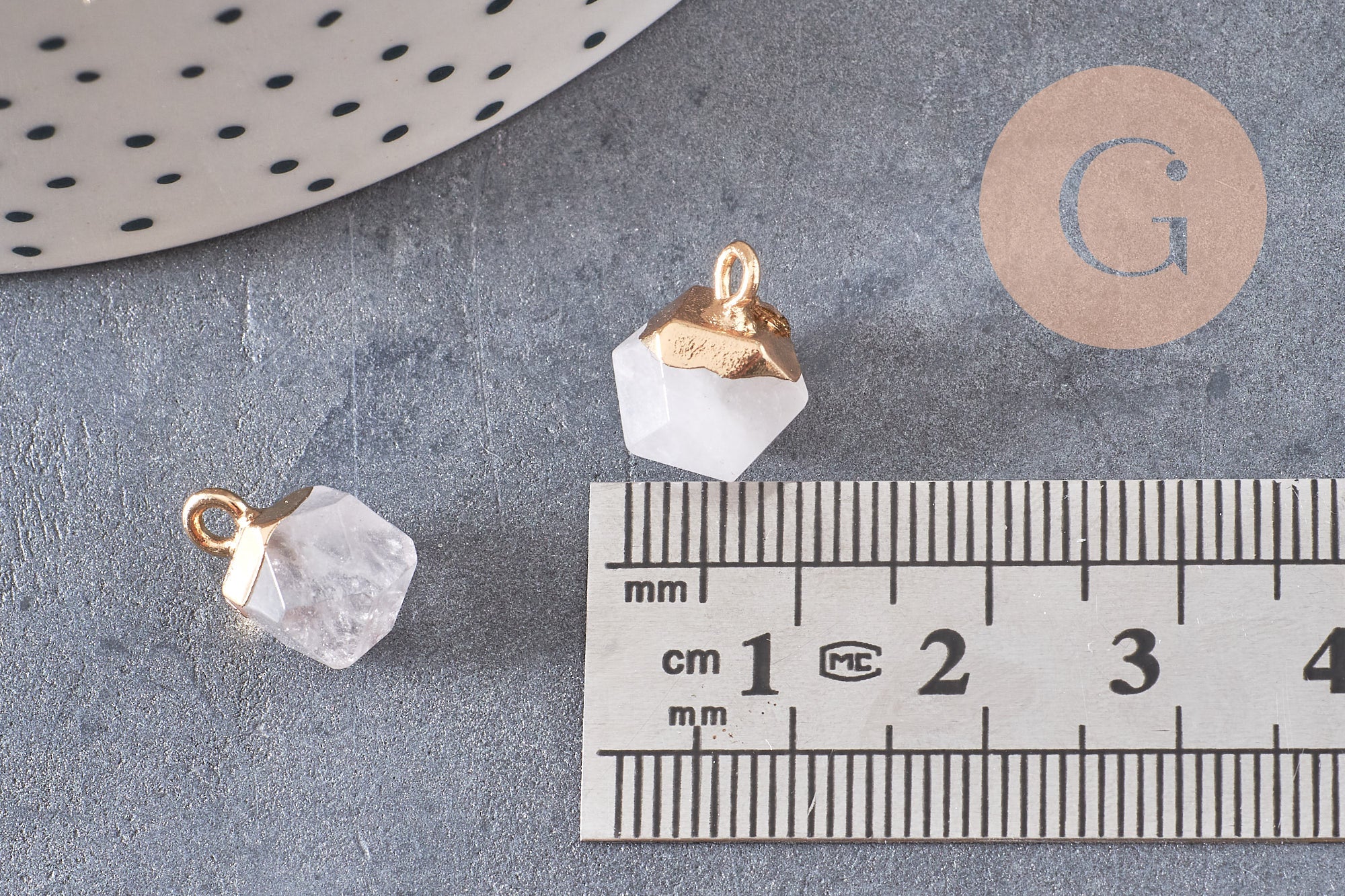 Pendentif hexagone quartz ,pendentif pierre cristal de roche naturel,pendentif quartz ,11mm, x1 G7866