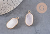 Pendentif hexagone quartz rose,pendentif pierre, support doré,création bijou,pierre naturelle,bijou pierre, quartz rose naturel,25mm-G1867