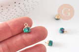 Pendentif hexagone rubis sur Zoisite naturelle fer doré 11mm, x1 (G6859)