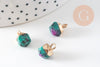 Pendentif hexagone rubis sur Zoisite naturelle fer doré 11mm, x1 (G6859)