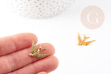 Pendentif hirondelle zamac doré 25mm, pendentif oiseau doré pour création bijoux, x2 (G0999)