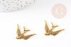 Pendentif hirondelle zamac doré 25mm, pendentif oiseau doré pour création bijoux, x2 G0999