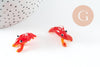Pendentif homard rouge verre soufflé 34mm, x1 (G10051)