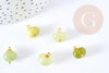 Pendentif jade olive naturel laiton doré 13-14mm, x1 (G8643)