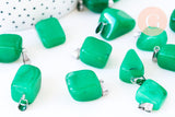 Pendentif jade vert teinté roulée acier platine, pendentif pierre acier inoxydable, bijou pendentif pierre naturelle,15-35mm, x1 G5535