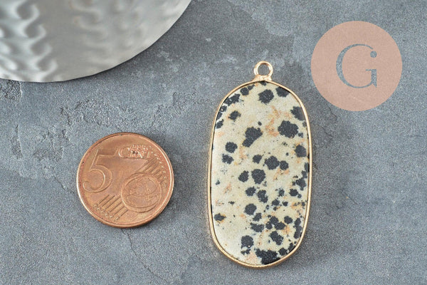 Pendentif jaspe hexagone dalmatien, pendentif pierre, pendentif collier,pierre naturelle, pendentif jaspe,jaspe naturel,49mm, x1 G0304