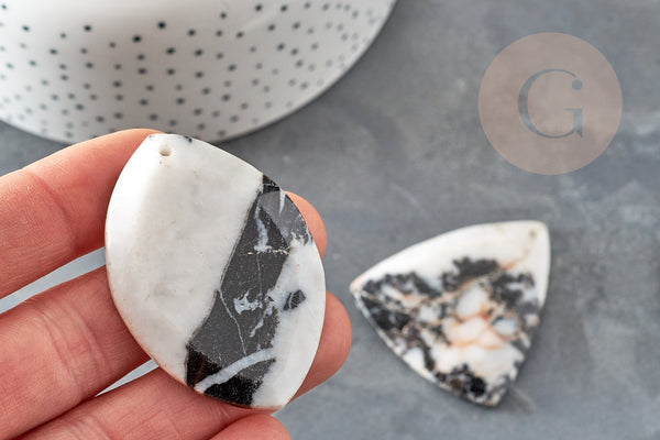 Pendentif jaspe zebra marbré , pendentif pierre naturelle,45-55mm, x1 (G3432)