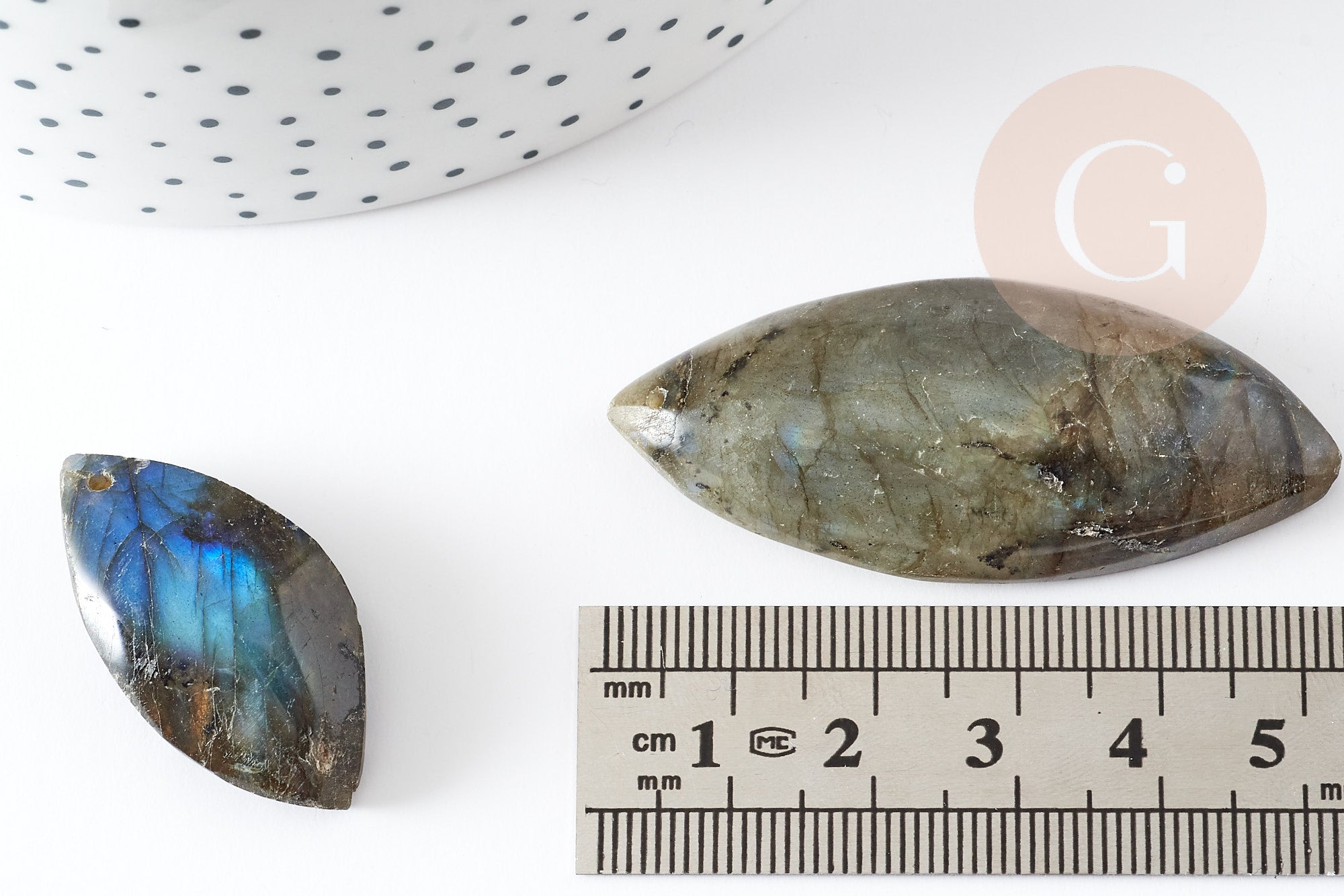 Pendentif labradorite, support argenté, pierre labradorite naturelle, 21-43mm, x1 (G2338)