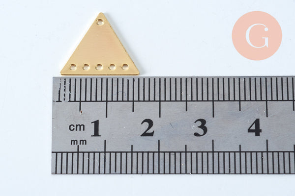 Pendentif laiton doré chandelier triangle 18K 15.5mm, un pendentif doré pour bijoux géométriques, x1 (G6260)