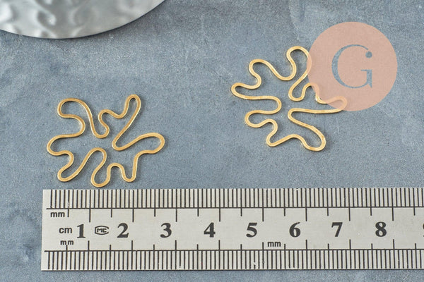 Pendentif laiton doré fleur, breloques laiton brut sans nickel pour creation pendentif bijoux géométrique,25x27mm, X2 (G3270)