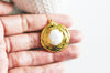 Pendentif laiton dorée perle naturelle,creation bijou femme, bijou minimaliste, bijou doré perle, cadeau anniversaire 34x31mm, x1 G5331