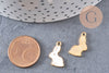 Pendentif lapin zamac doré émail blanc 17mm,pendentif doré pour création de bijoux,x 5 (G6101)